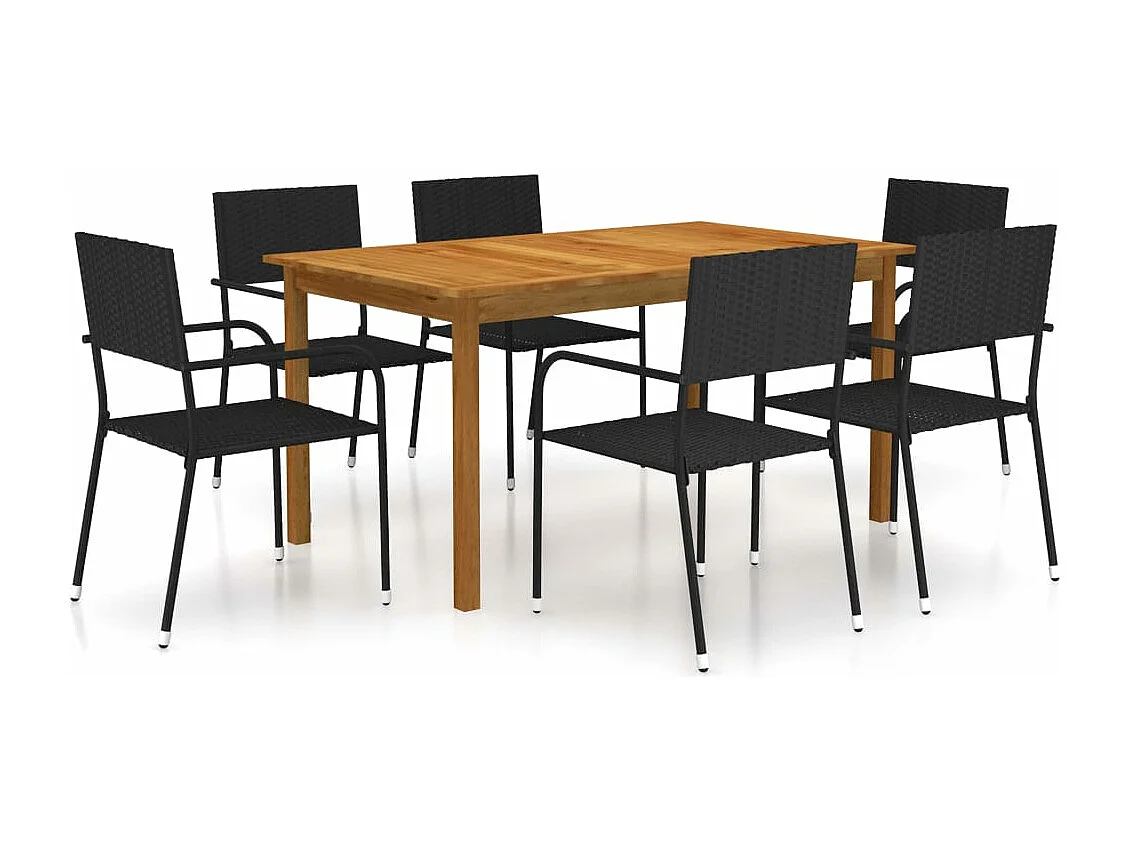 Ensemble à manger de jardin 7 pcs Noir