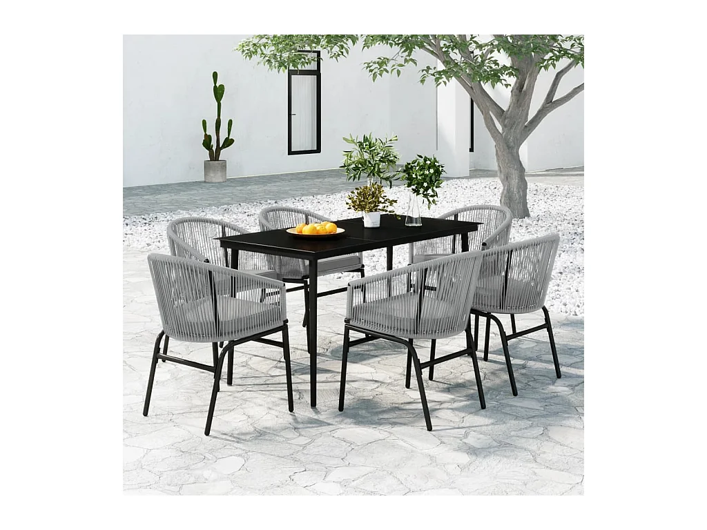 Ensemble à manger de jardin 7 pcs Gris