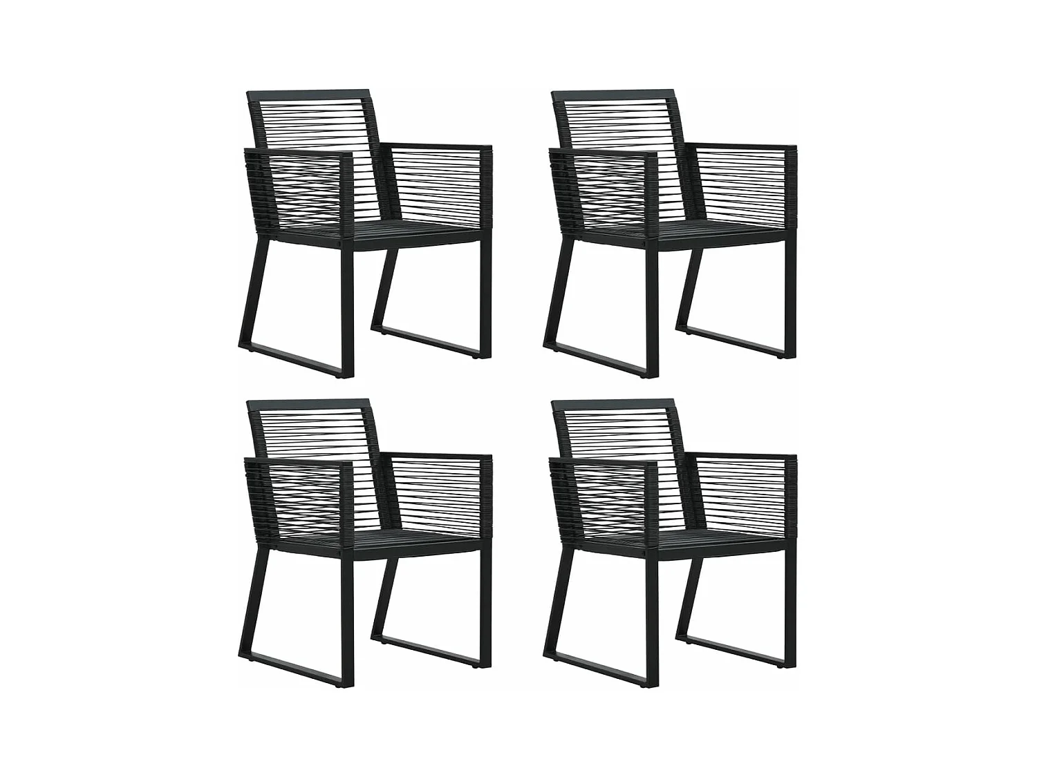 5-tlg. Garten-Essgruppe Schwarz PVC Rattan