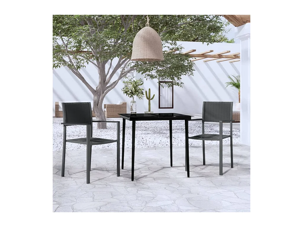 Juego de comedor para jardín 3 piezas negro