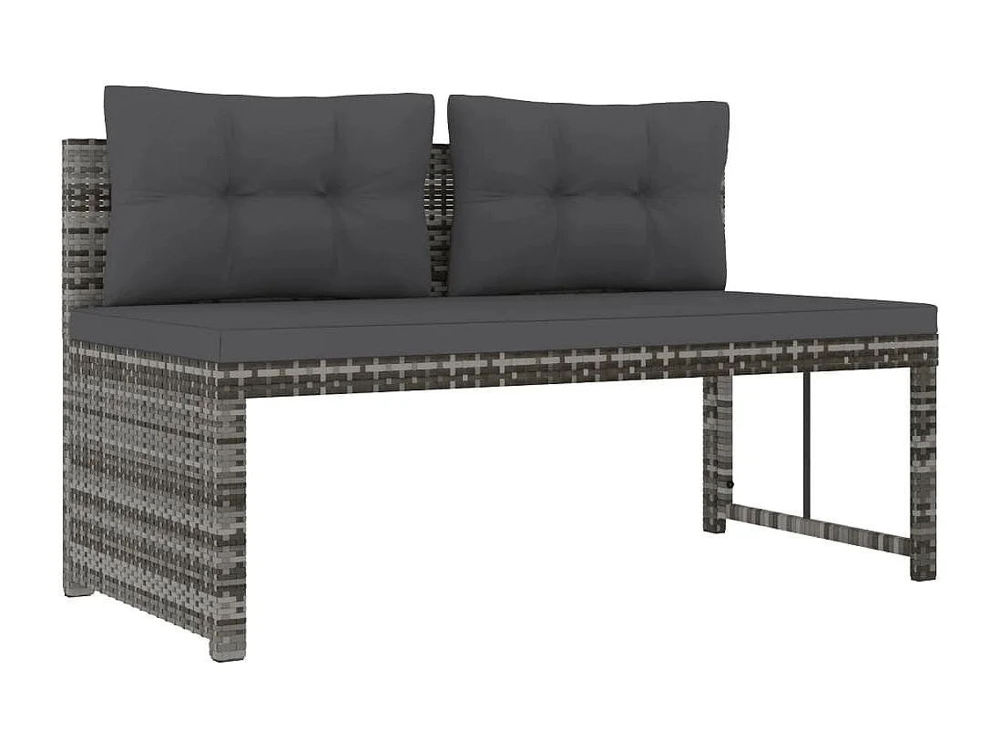 4-tlg. Garten-Essgruppe mit Kissen Grau Poly Rattan