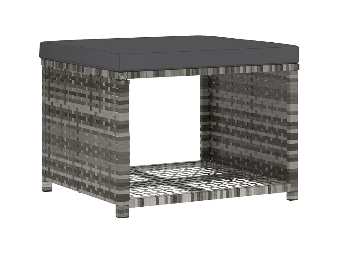 4-tlg. Garten-Essgruppe mit Kissen Grau Poly Rattan