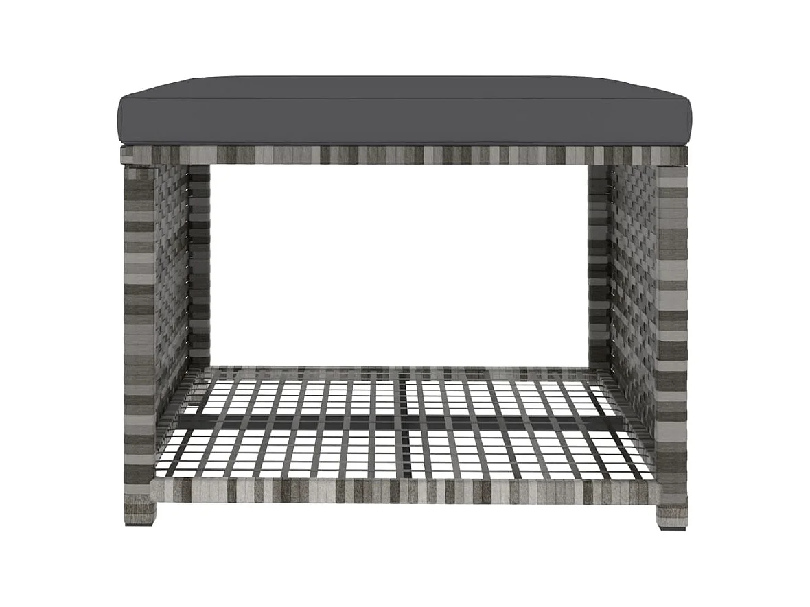 4-delige Tuinset met kussens poly rattan grijs