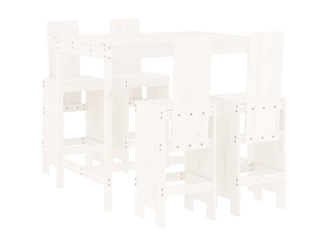 Ensemble de bar de jardin 5 pcs blanc bois massif de pin