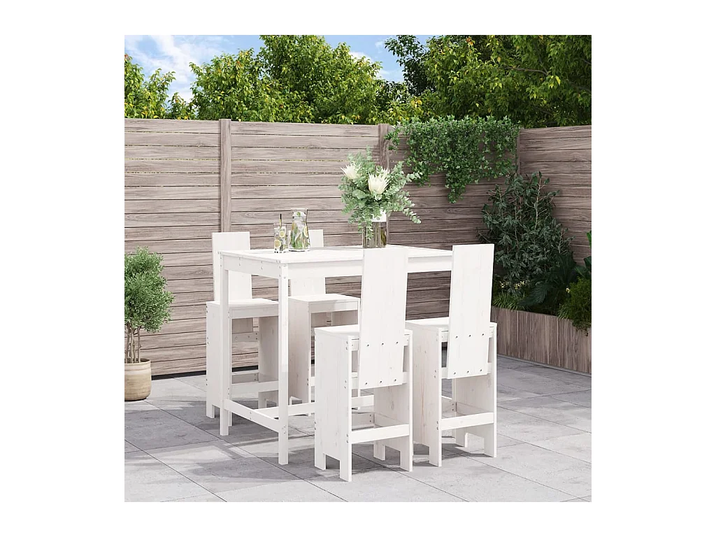5-delige Barset massief grenenhout wit