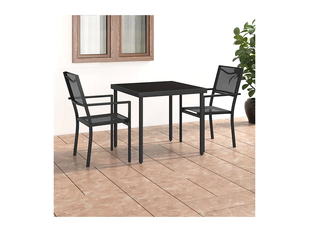 Juego de comedor para jardín 3 piezas acero