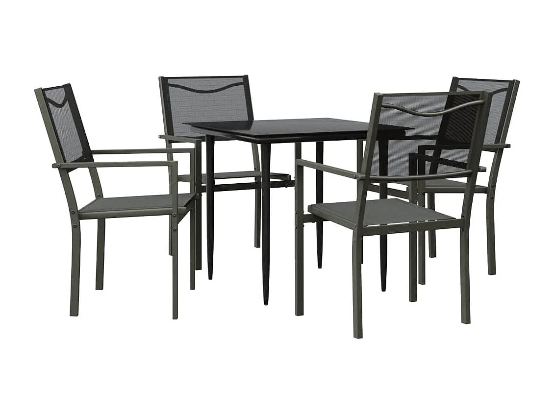 Ensemble à manger de jardin 5 pcs noir textilène et acier