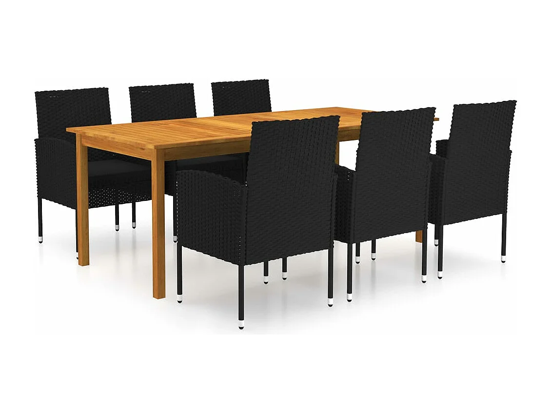 Ensemble à manger de jardin 7 pcs Noir