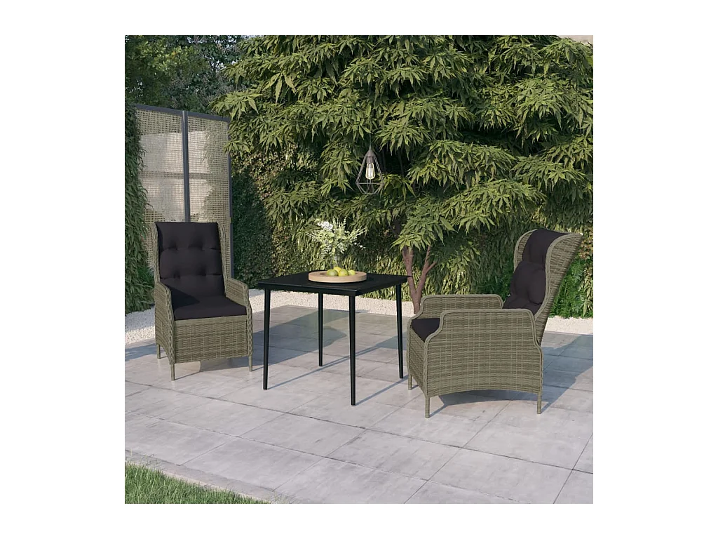 3 pcs conjunto de jantar para jardim castanho