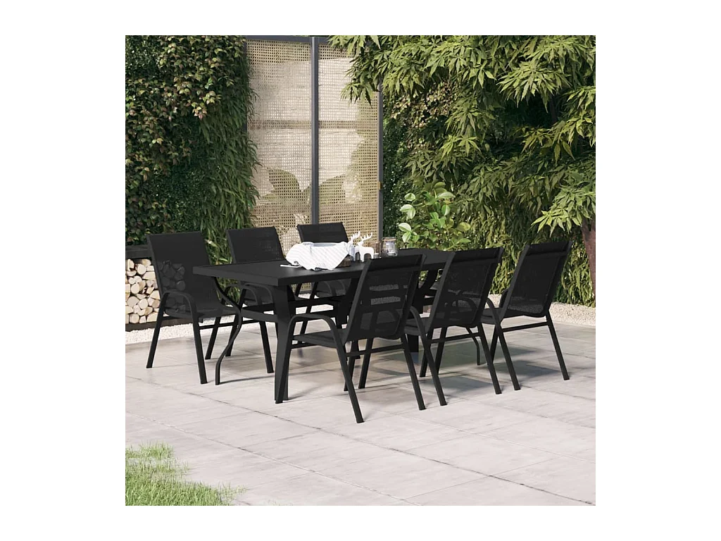 Ensemble à manger de jardin 7 pcs Noir