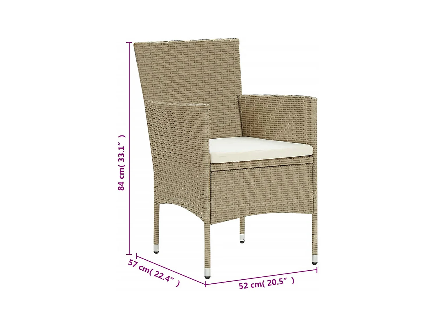 Set da Pranzo per Giardino 11 pz in Polyrattan Beige