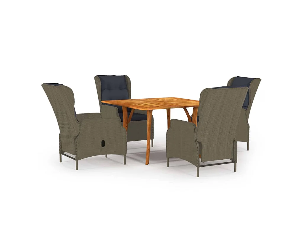 Set Mobili da Pranzo per Giardino 5 pz Marrone