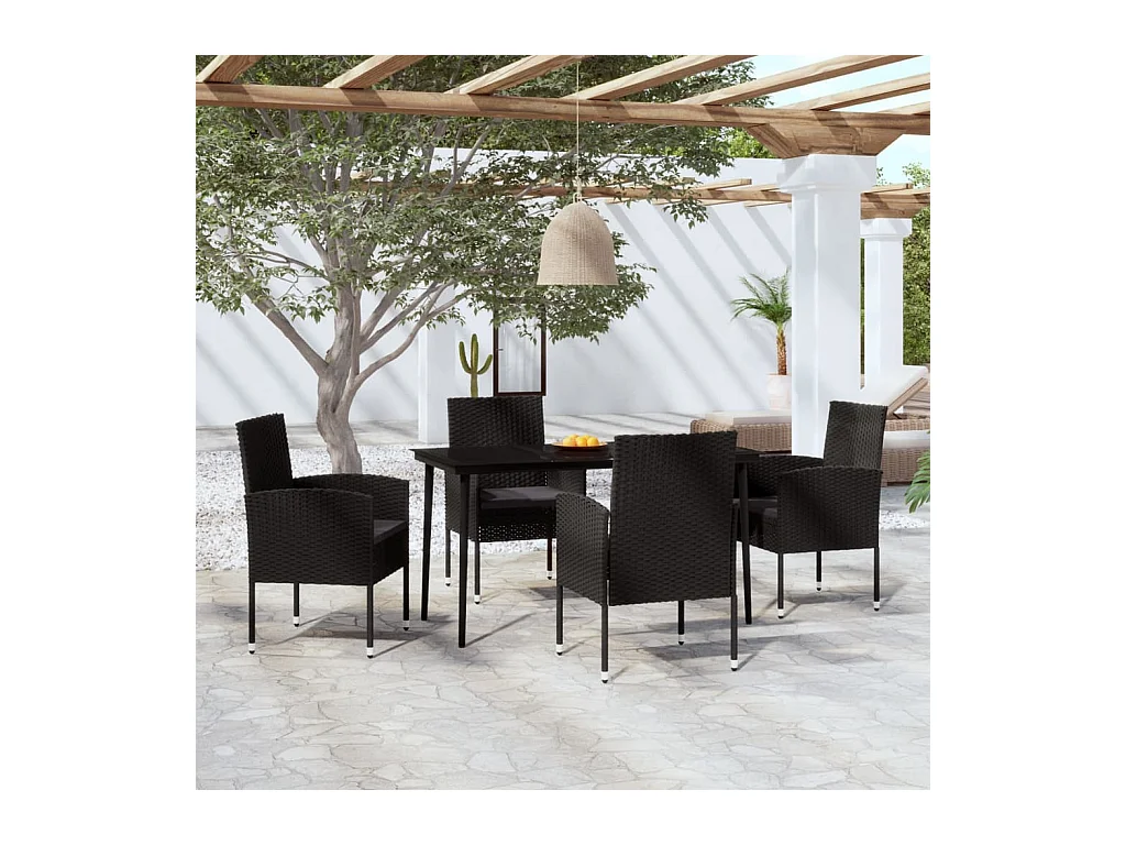 Set da Pranzo da Giardino 5 pz Nero