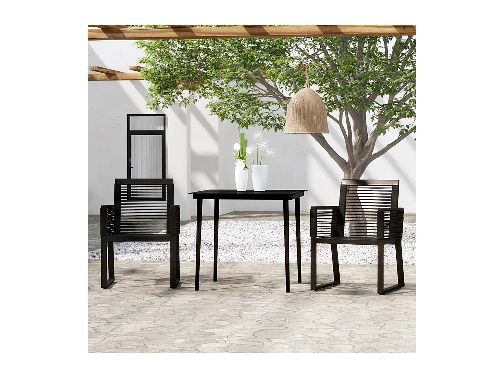 Ensemble à manger de jardin 3 pcs Noir