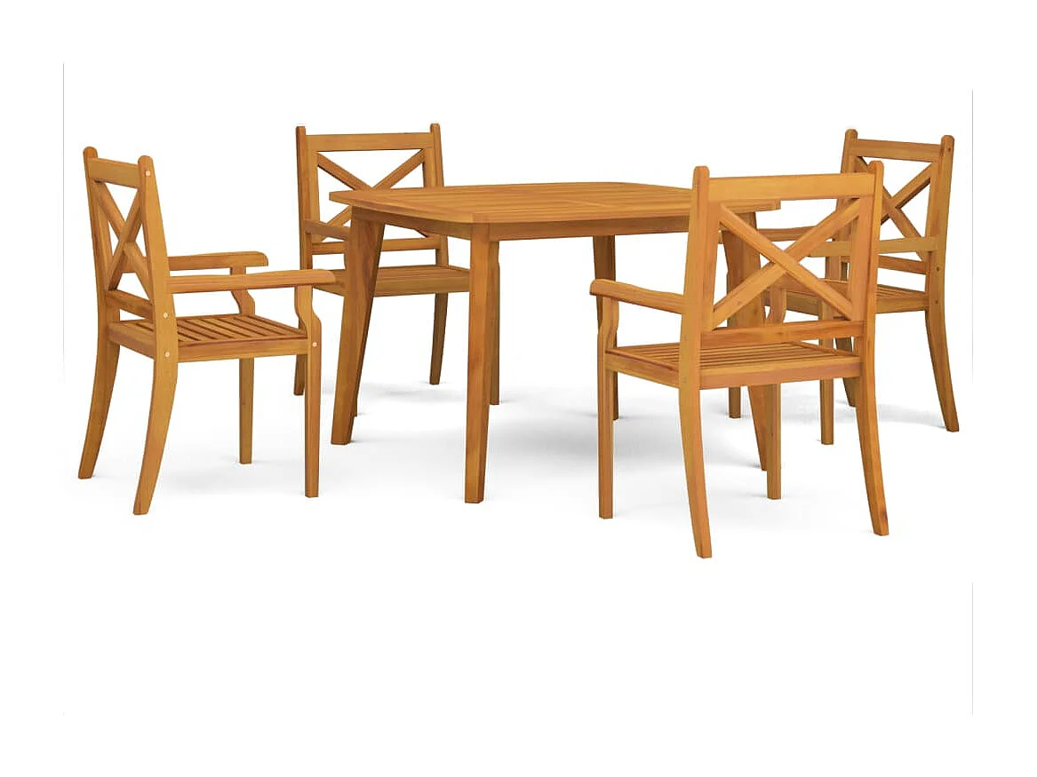 Ensemble à manger de jardin 5 pcs Bois d'acacia solide