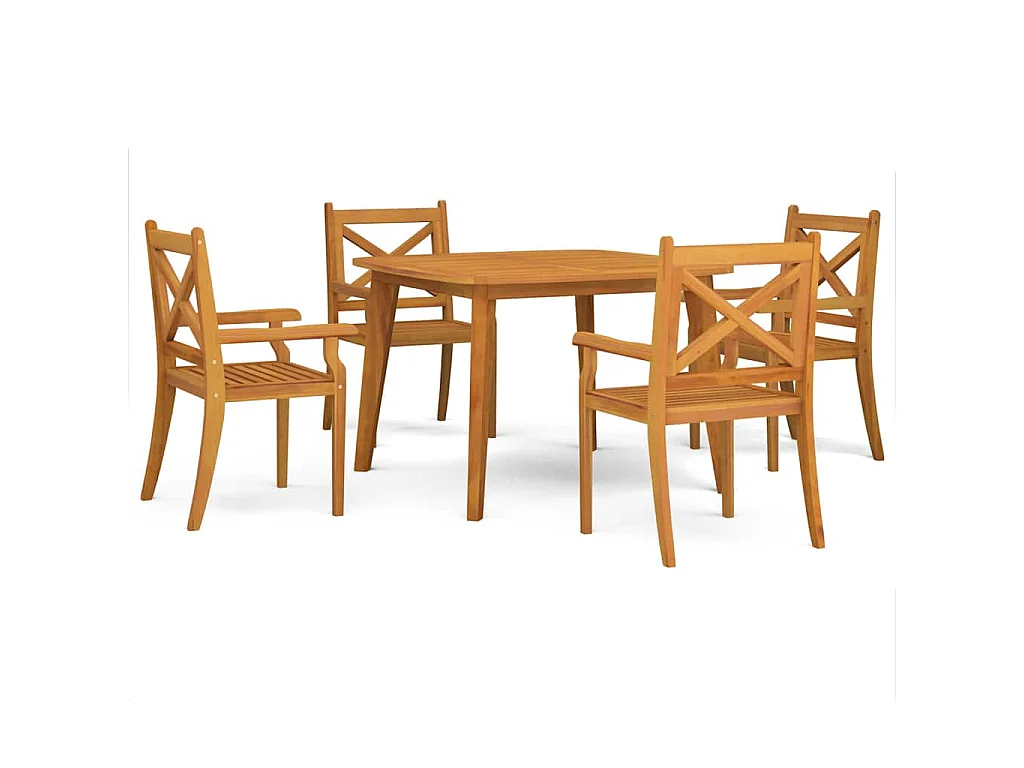 Ensemble à manger de jardin 5 pcs Bois d'acacia solide