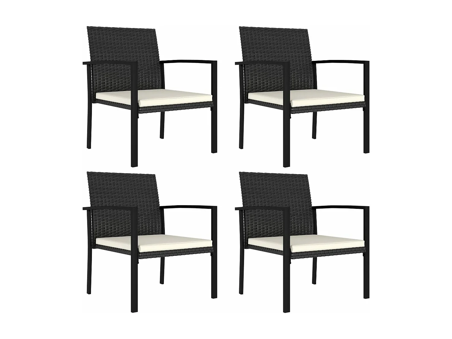 5 pcs conjunto de jantar de jardim vime PE preto