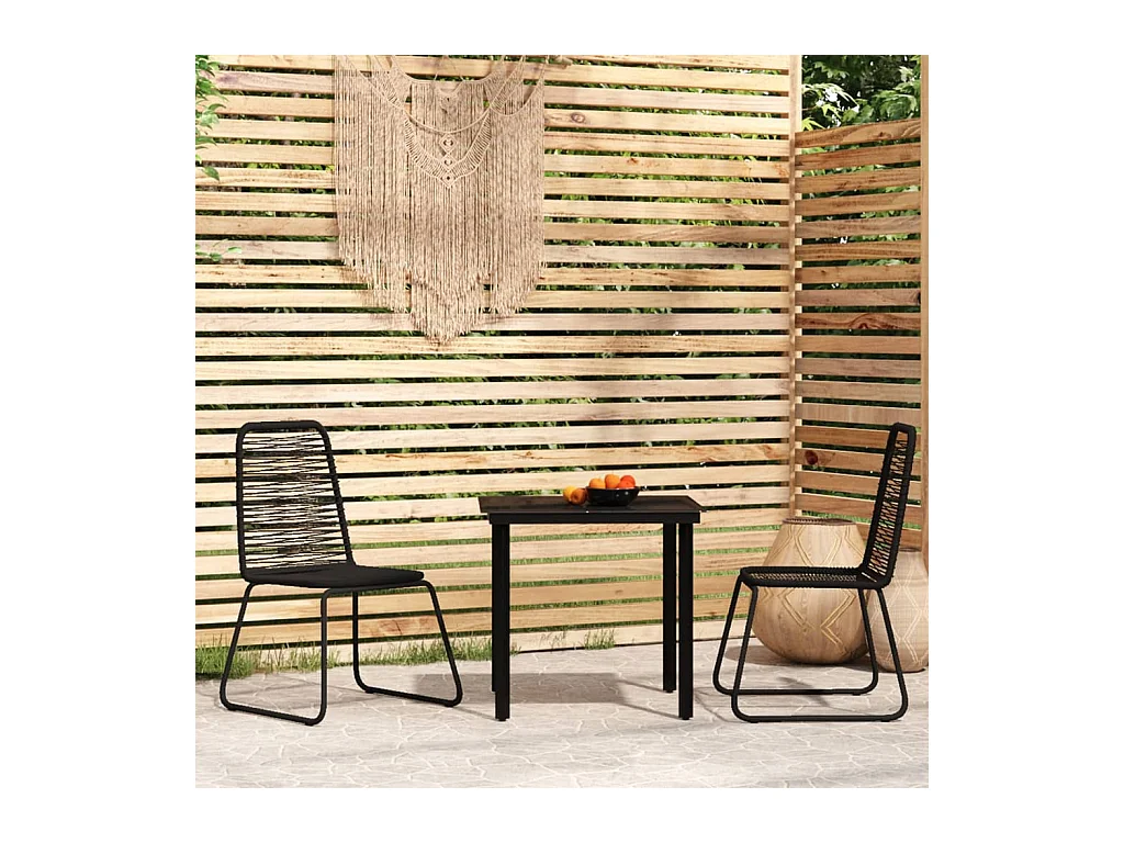 Ensemble à manger de jardin 3 pcs Noir