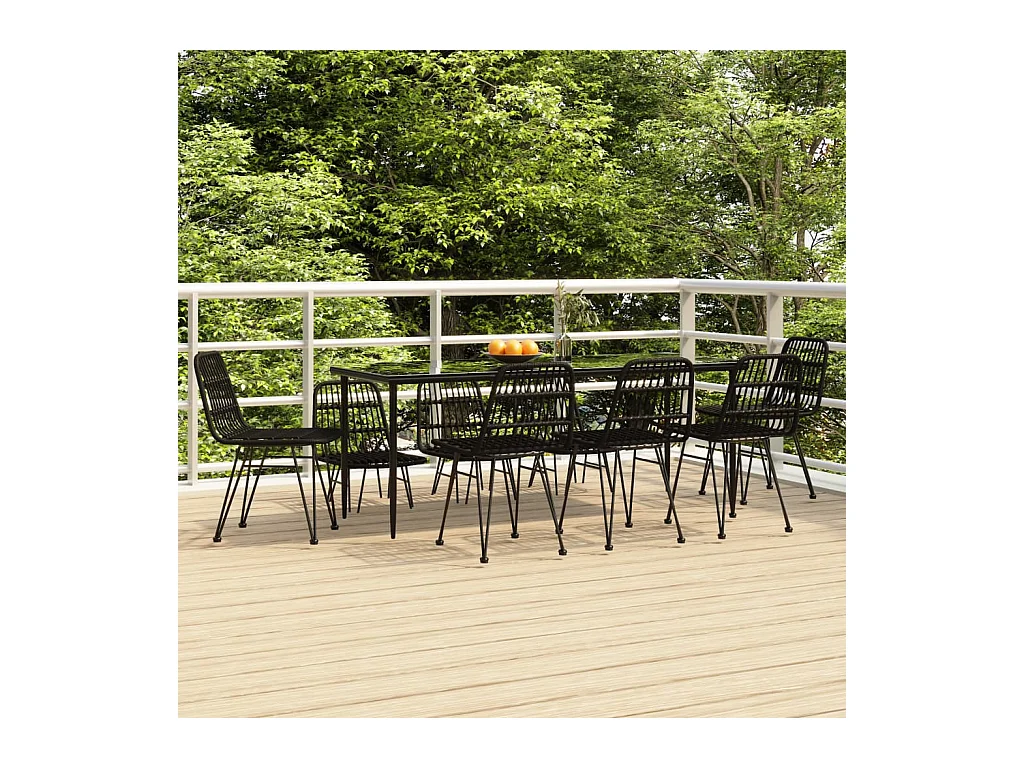 Ensemble à manger de jardin 9 pcs Noir Résine tressée