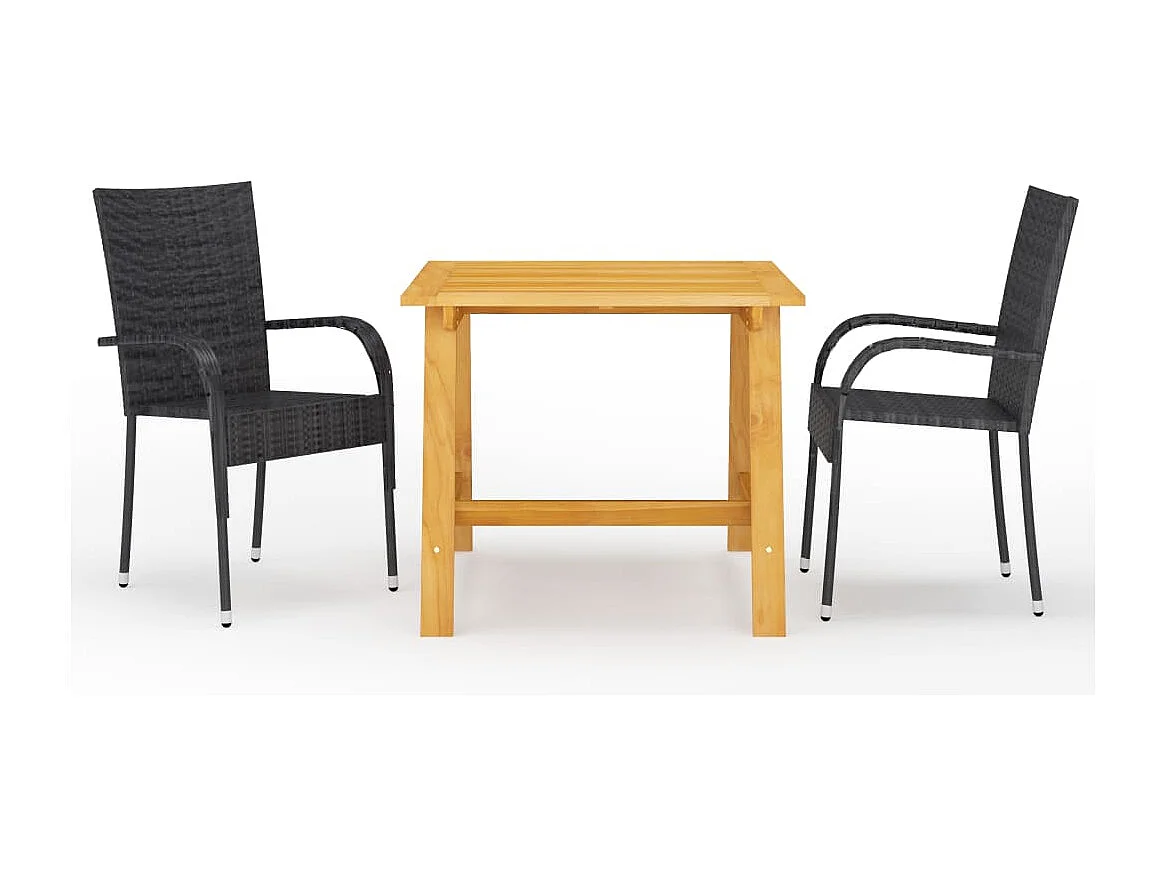 Set Mobili da Pranzo per Giardino 3 pz Nero