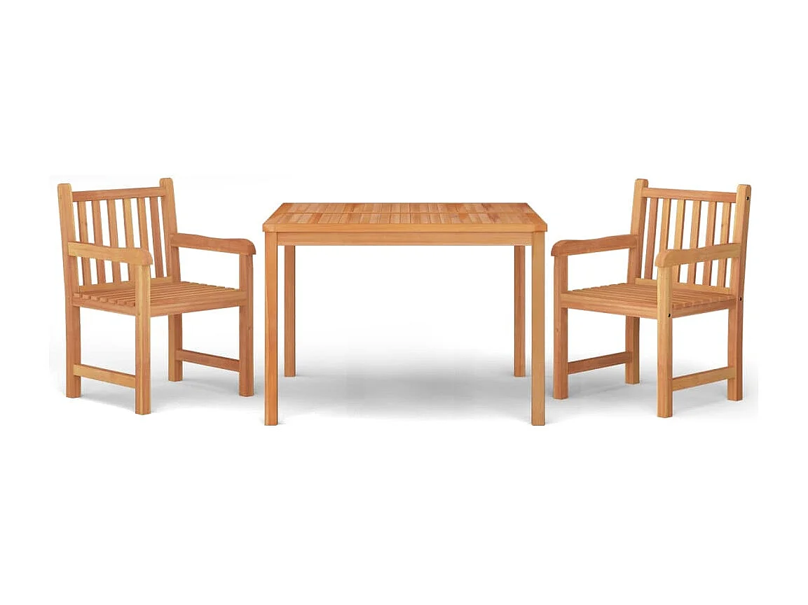 Set da Pranzo per Giardino 3 pz in Legno Massello di Teak