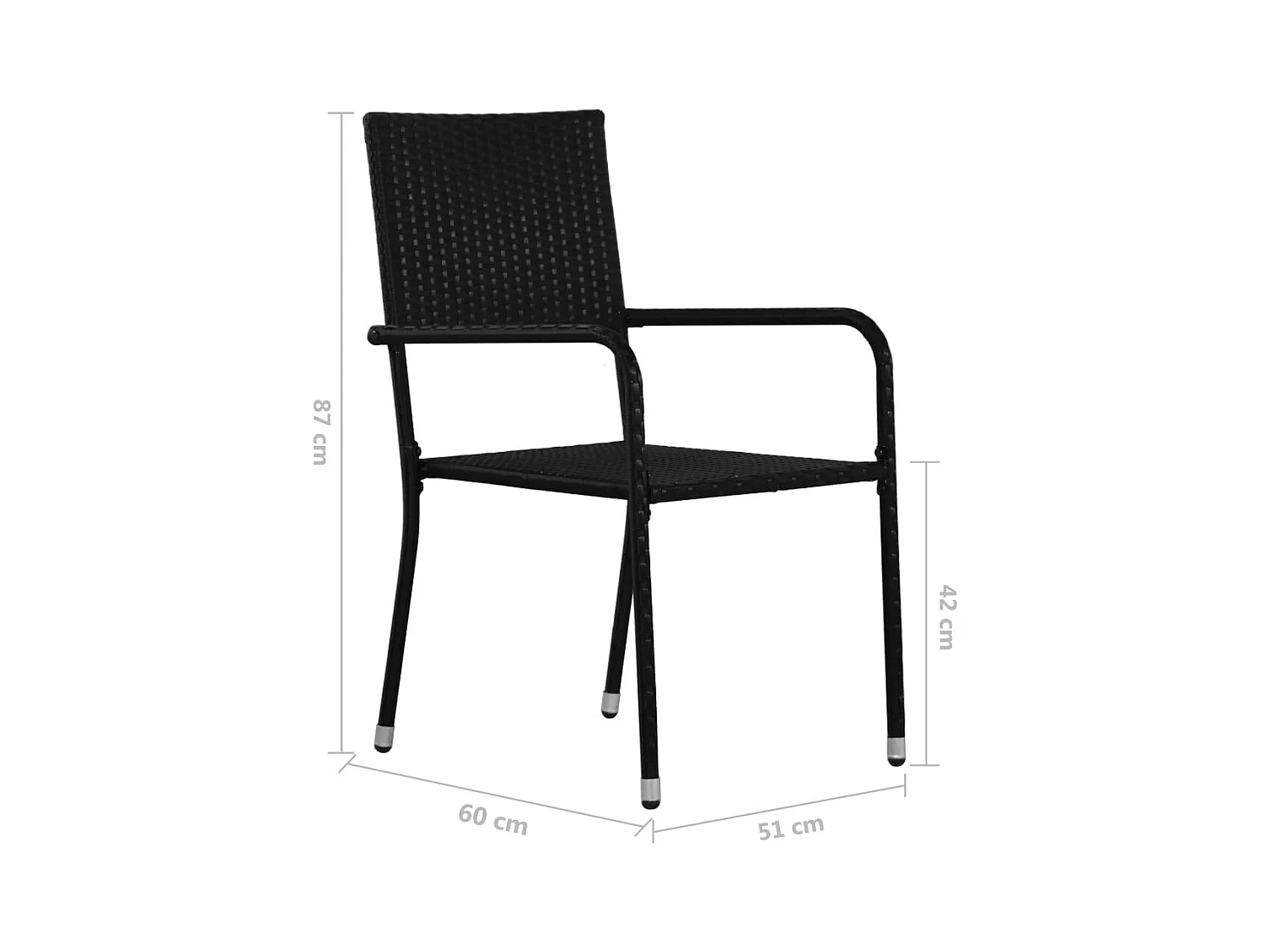 Set Mobili da Pranzo per Giardino 3 pz Polyrattan Nero