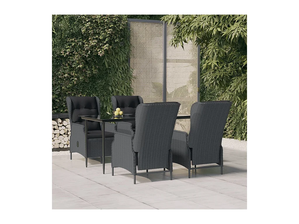 Set da Pranzo da Giardino 5 pz Grigio Scuro in Polyrattan