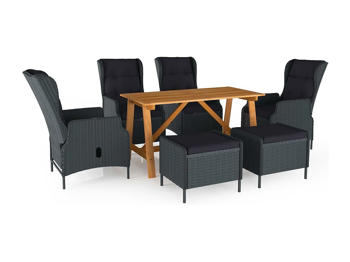 7 pcs conjunto de jantar para jardim cinzento-escuro