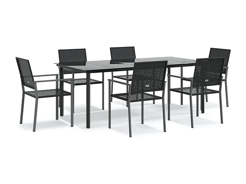 Set da Pranzo da Giardino 7 pz in Polyrattan e Acciaio