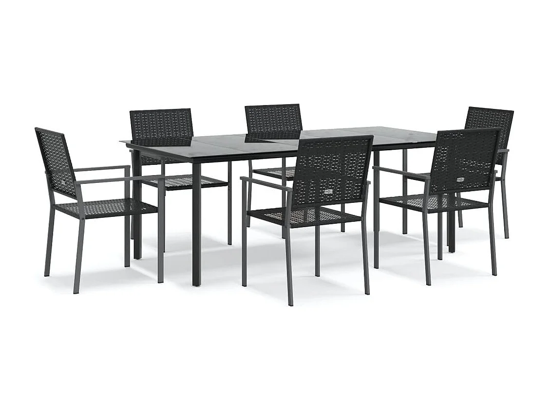 7-delige Tuinset poly rattan en staal