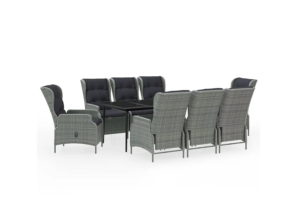 Ensemble à manger de jardin 9 pcs Gris clair