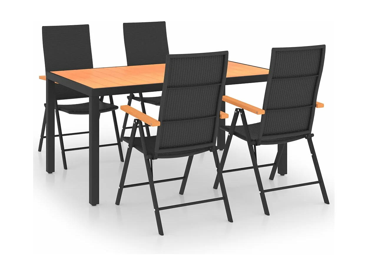 Set da Pranzo da Giardino 5 pz Nero e Marrone