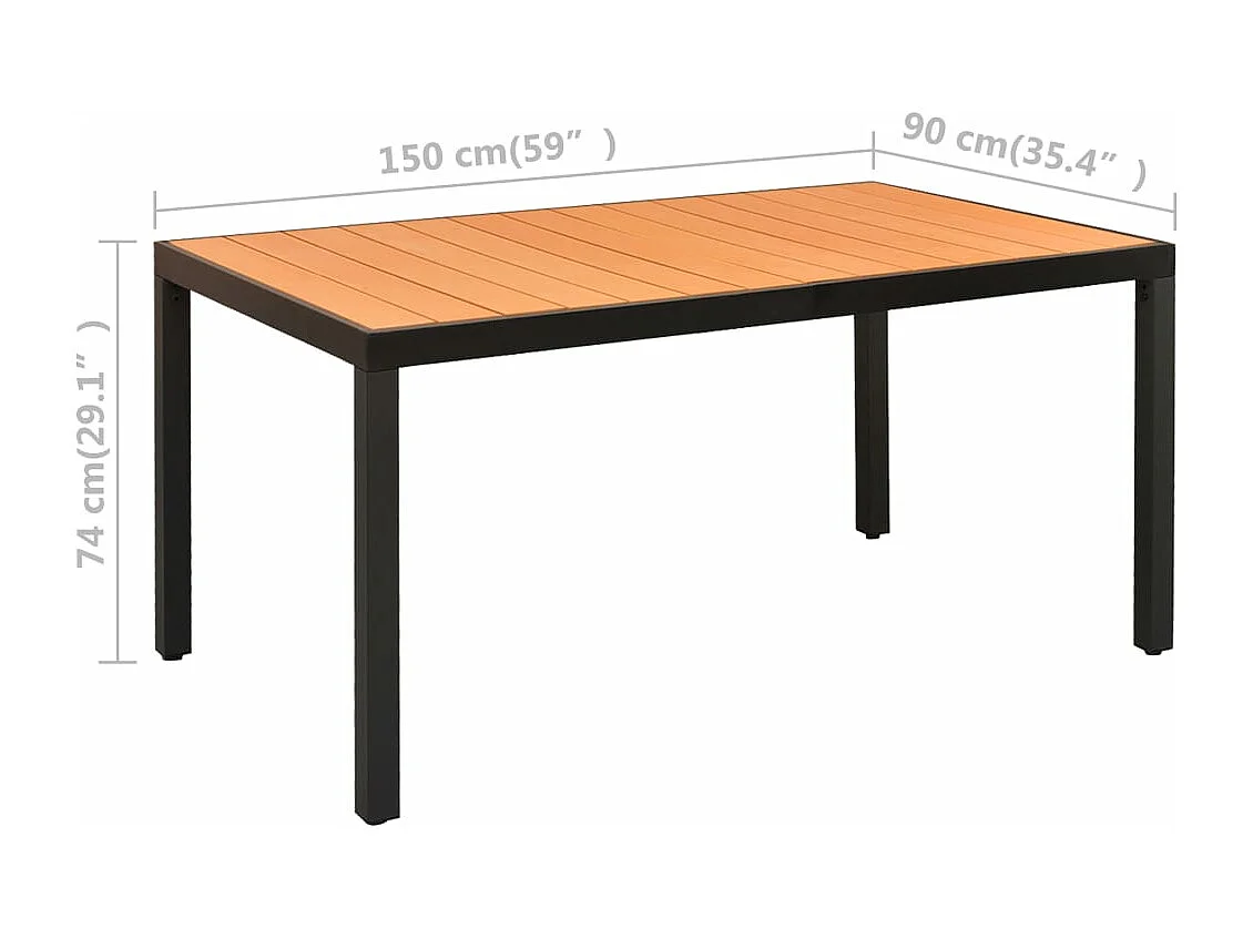 Ensemble à manger de jardin 5 pcs noir et marron