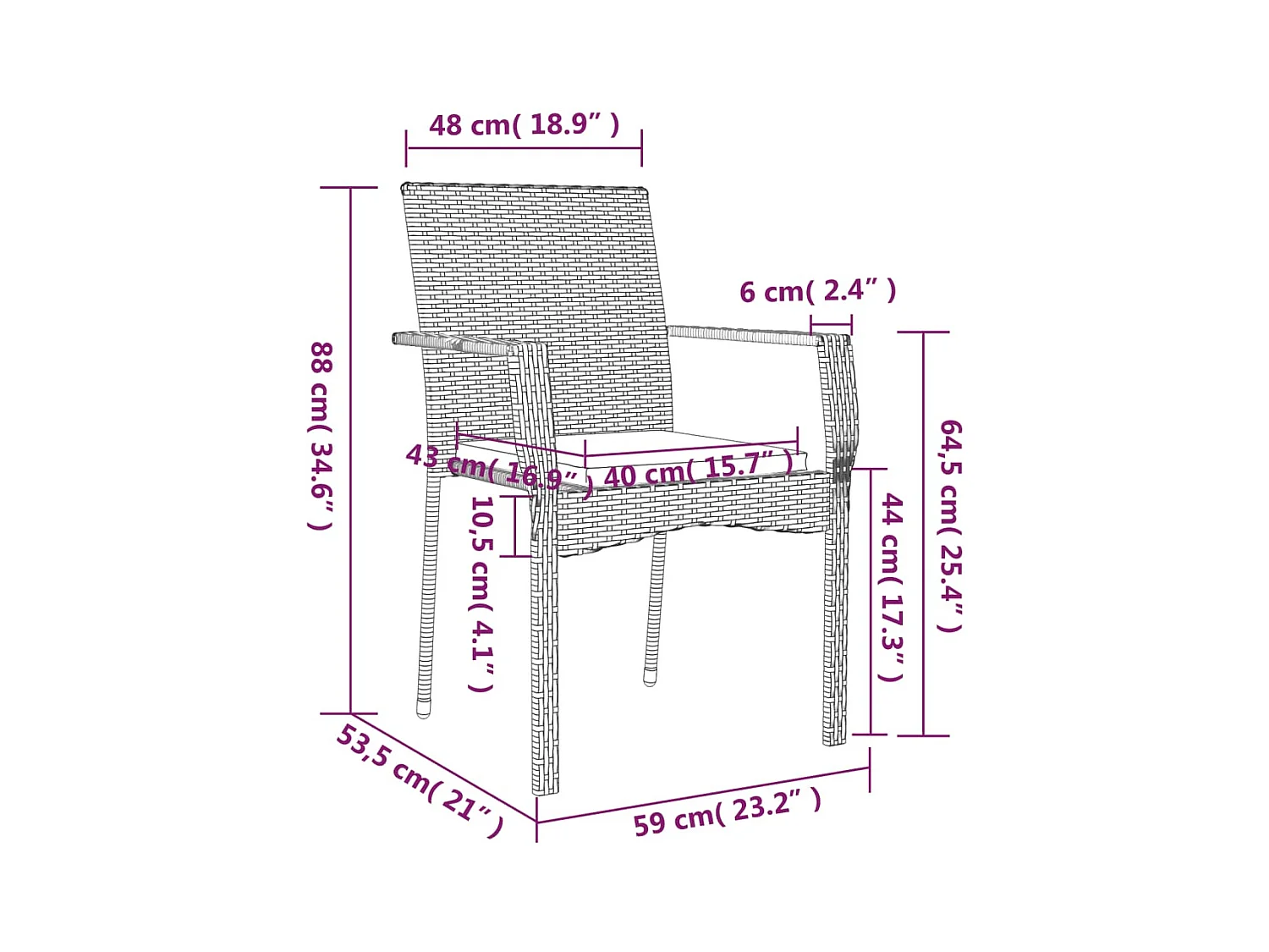 Ensemble à manger jardin et coussins 7 pcs gris rotin