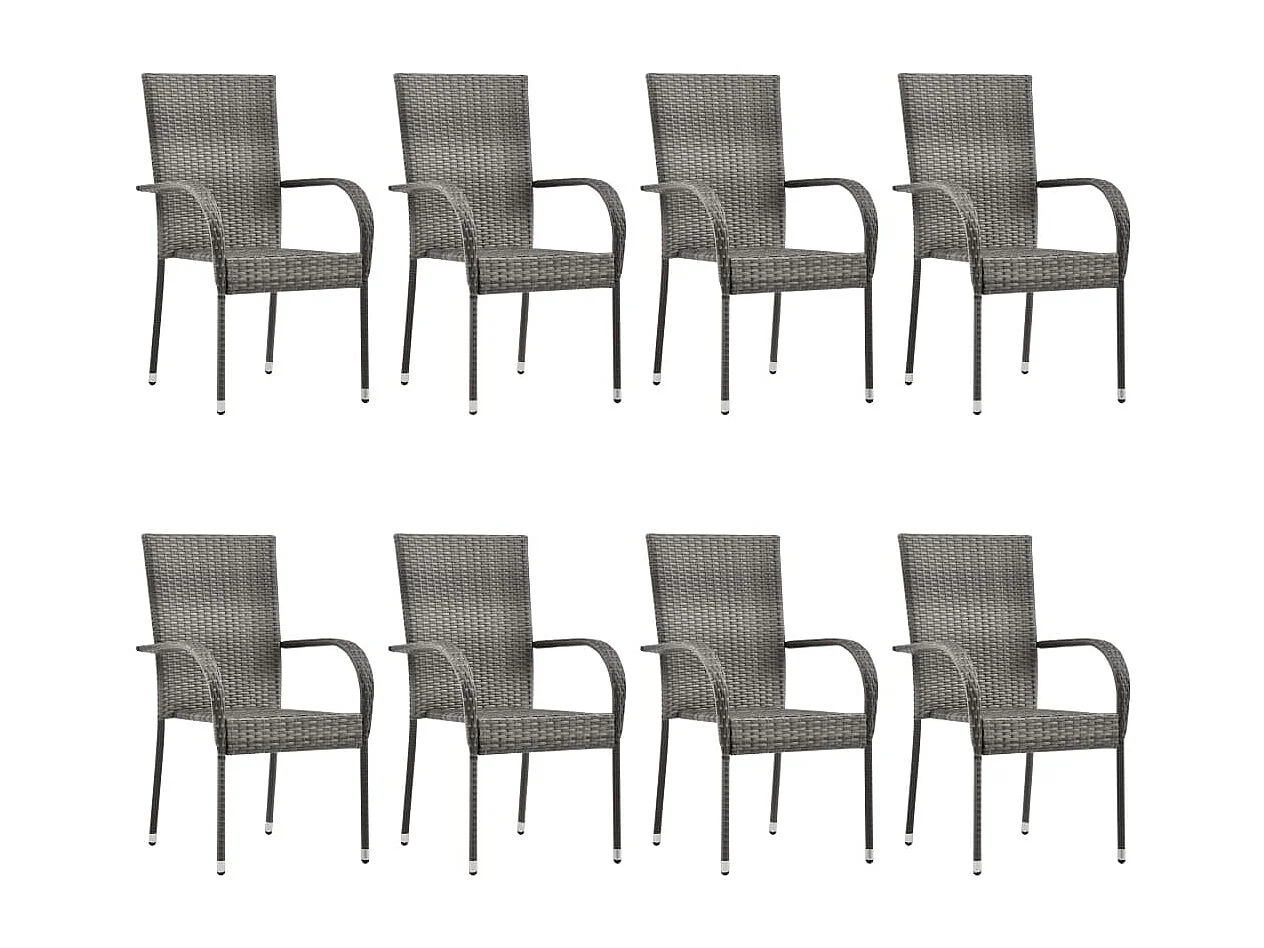 Ensemble à manger de jardin 9 pcs Résine tressée Gris