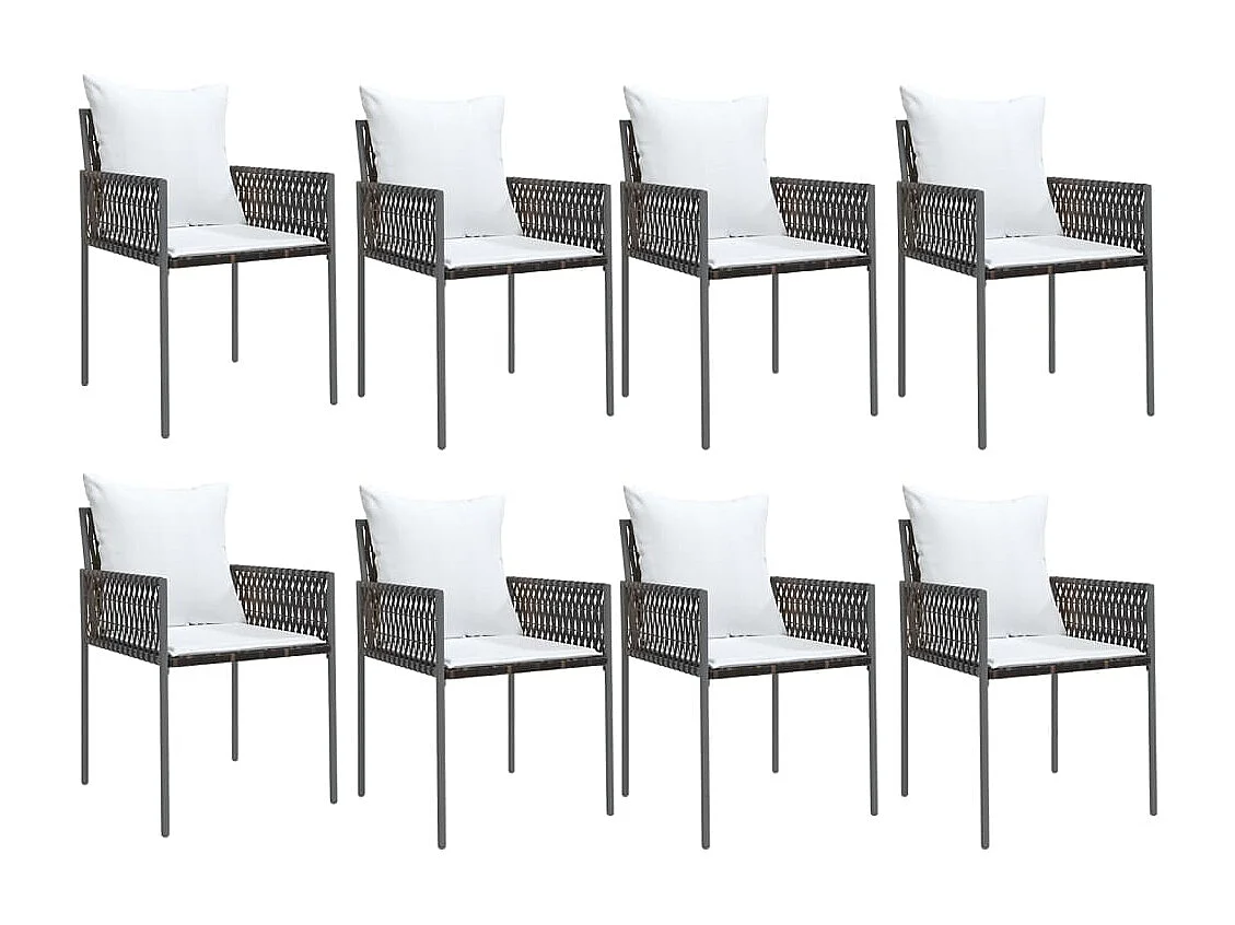 Ensemble à manger de jardin 9 pcs coussins résine tressée acier