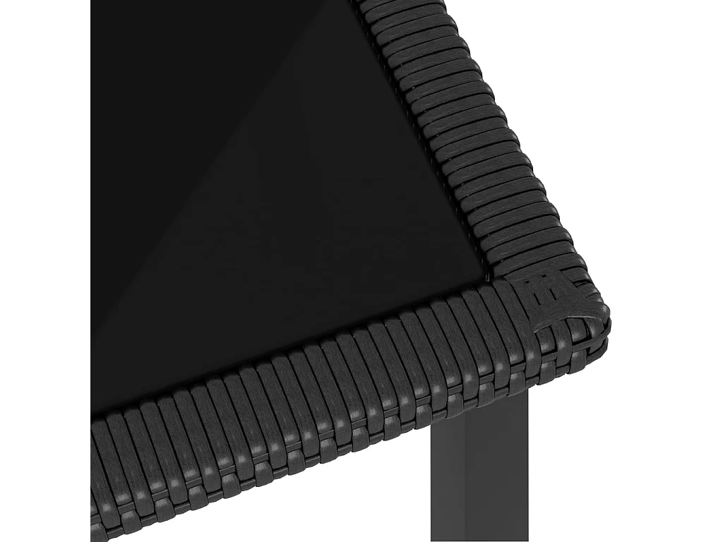 9 pcs conjunto de jantar para jardim vime PE preto