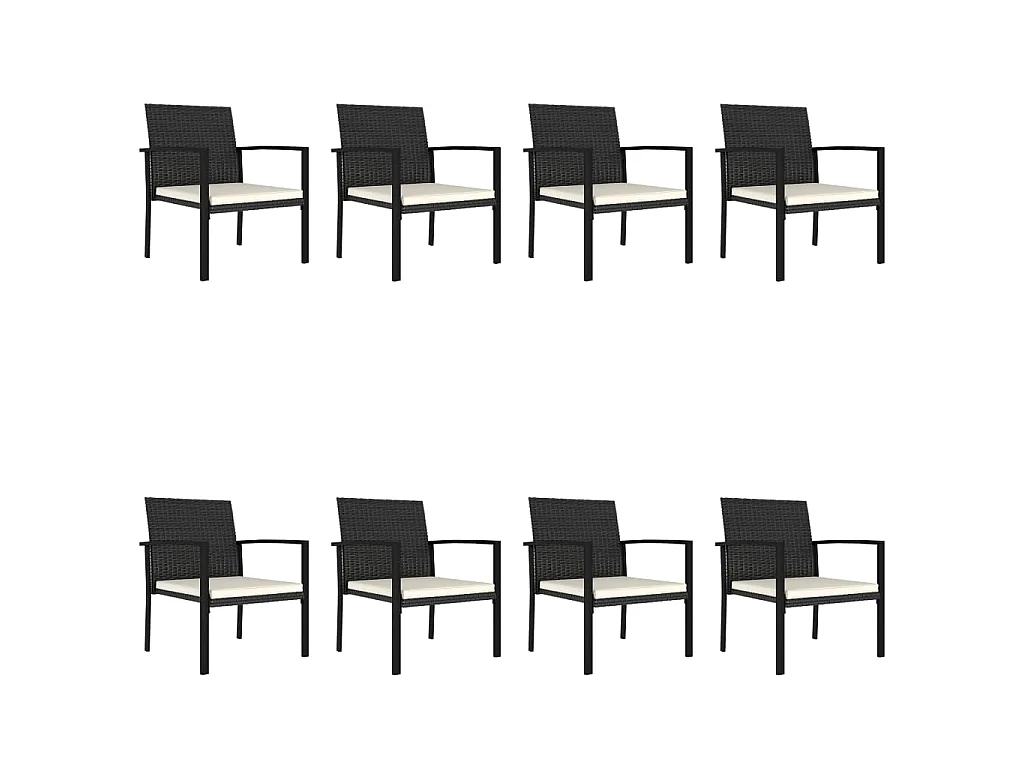 Ensemble à manger de jardin 9 pcs Résine tressée Noir