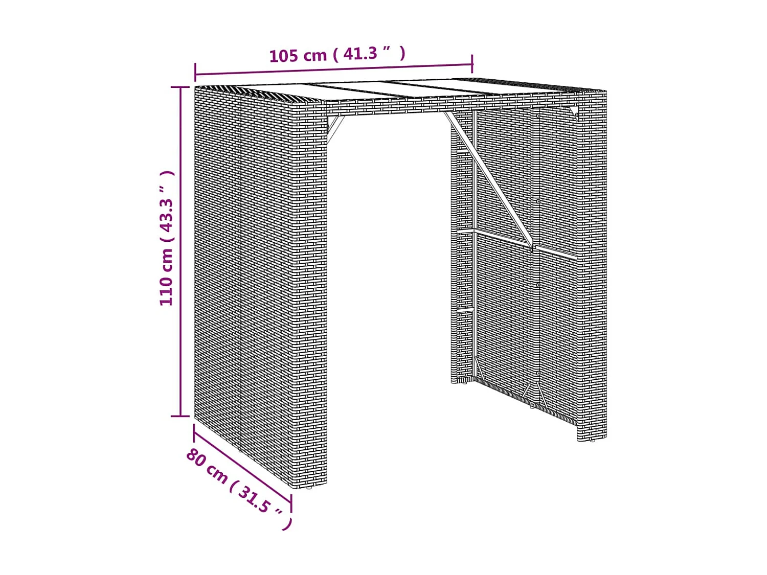 5-tlg. Gartenbar-Set mit Kissen Grau Poly Rattan