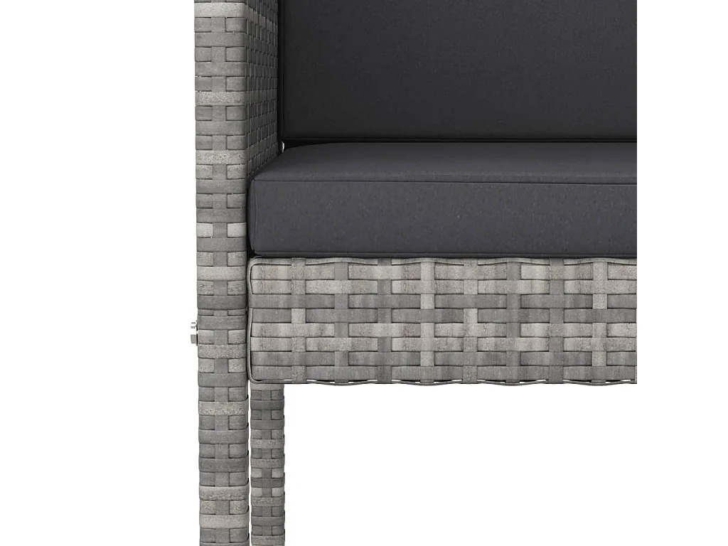 Ensemble de bar de jardin 5 pcs avec coussins gris poly rotin