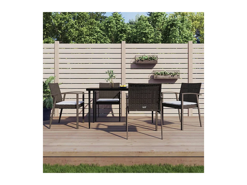 Ensemble à manger de jardin 5 pcs coussins résine tressée acier