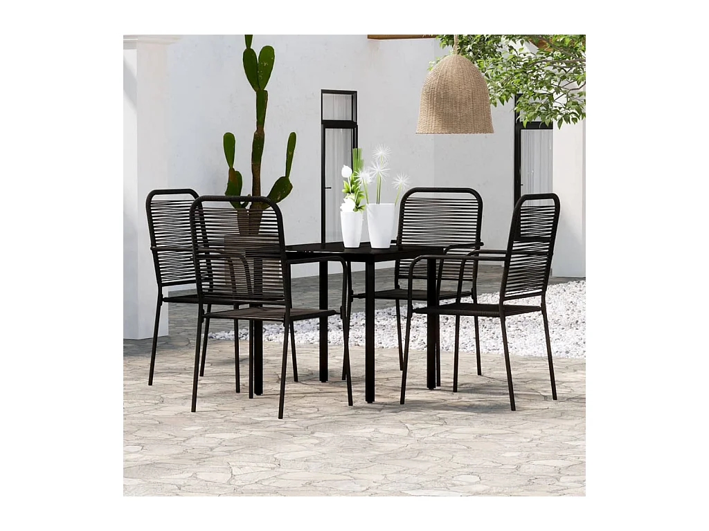 Ensemble à manger de jardin 5 pcs Noir