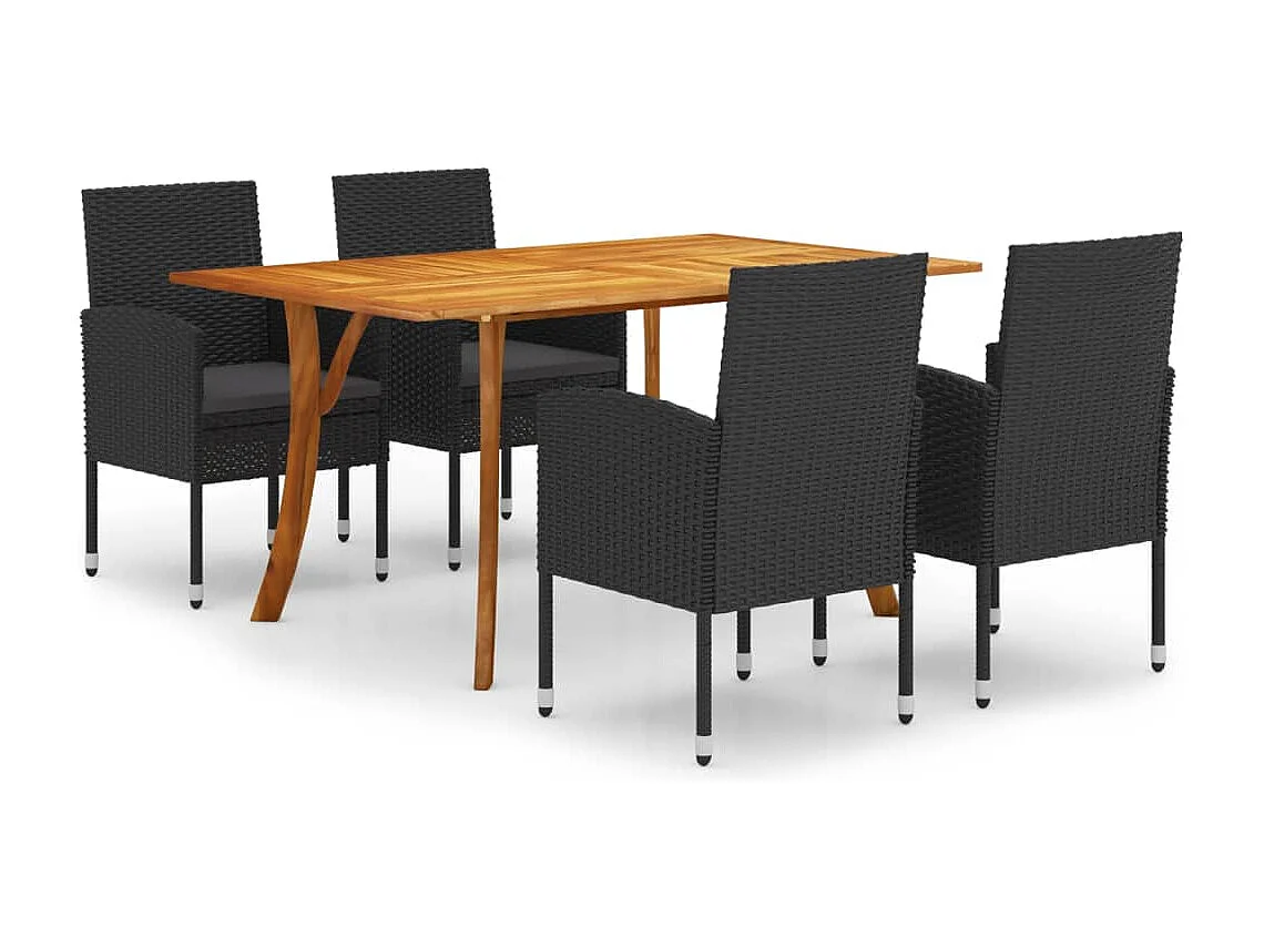 Set Mobili da Pranzo per Giardino 5 pz Nero