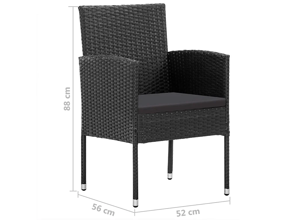 Set Mobili da Pranzo per Giardino 5 pz Nero