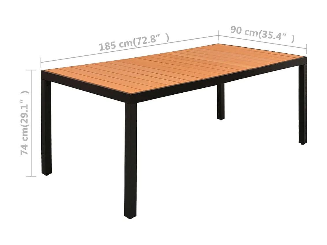 9 pcs conjunto de jantar para jardim preto e castanho