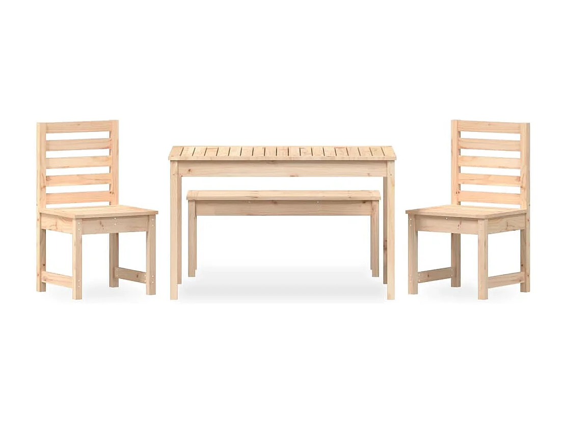 Ensemble à manger de jardin 4 pcs bois massif de pin