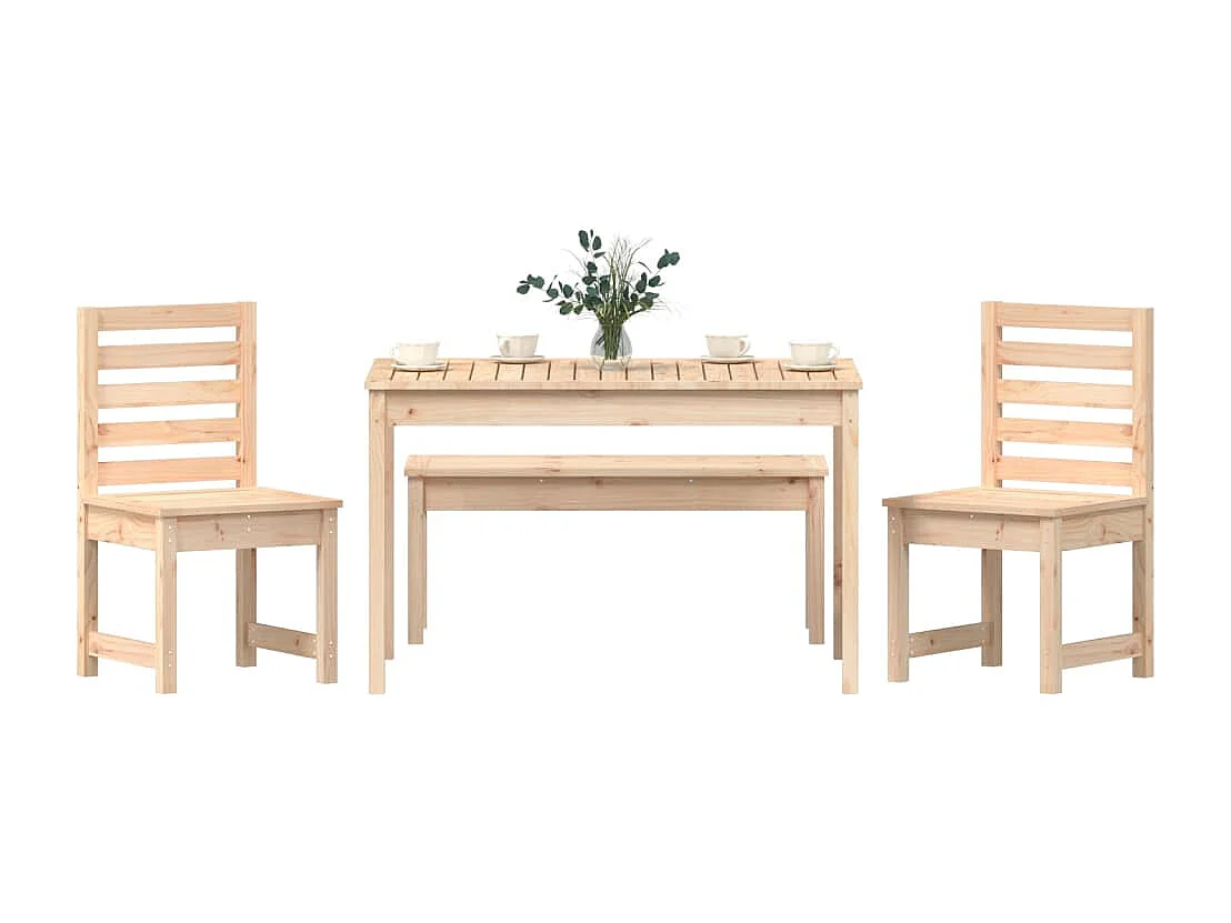 Ensemble à manger de jardin 4 pcs bois massif de pin