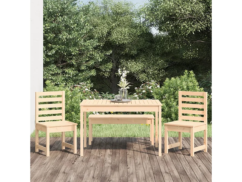 Ensemble à manger de jardin 4 pcs bois massif de pin