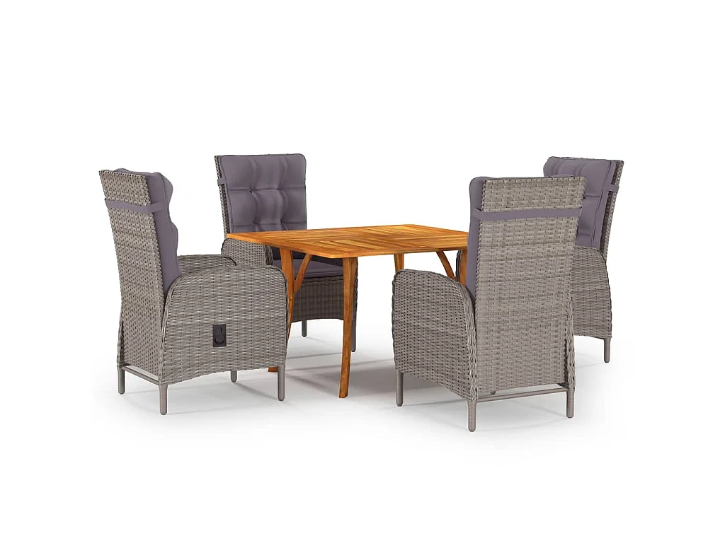 Set Mobili da Pranzo per Giardino 5 pz Grigio