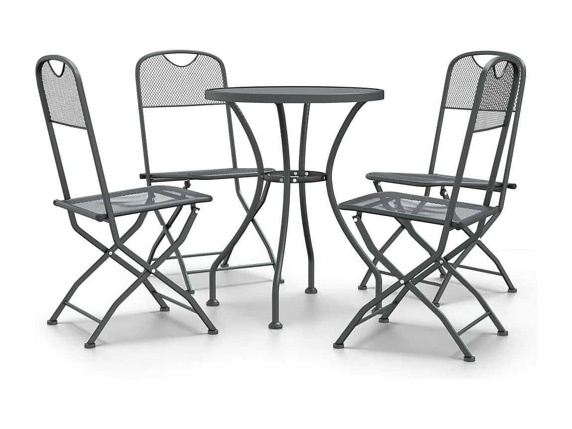 Set da Pranzo per Giardino 5pz Rete Metallica Espansa Antracite
